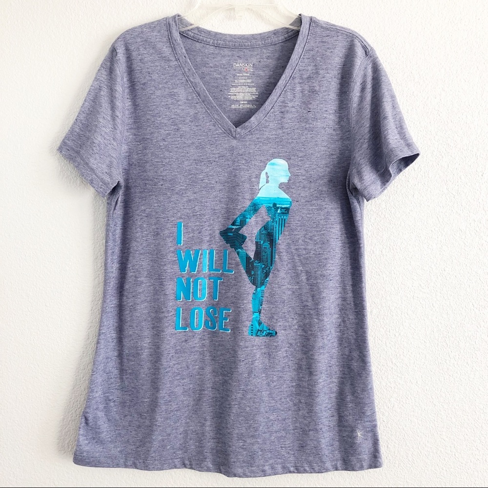 Danskin Graphic Purple Workout V-neck Top Small